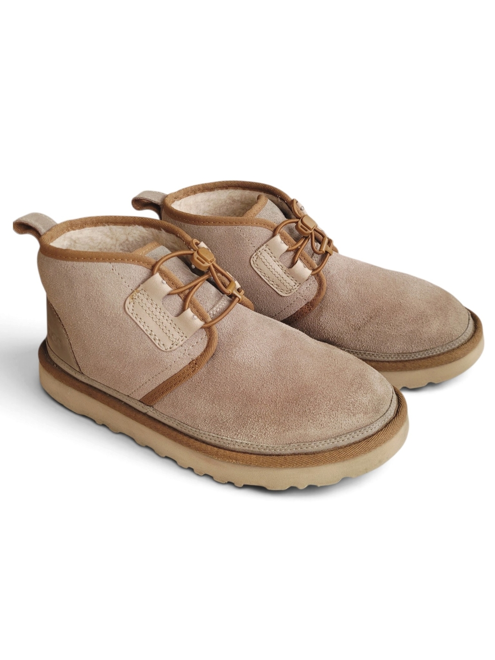 UGG Neumel Ghillie Suede Chukka Boots in Beige with Tan Trim 40 Unisex